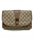 GUCCIグッチ）の古着「GGプラスシェリーラインクラッチバッグ」｜ベージュ