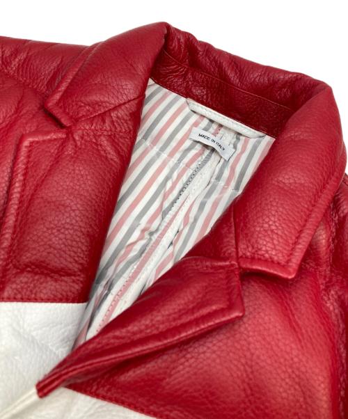Thom Browne（トムブラウン）Thom Browne (トムブラウン) ダウン クラシック シングルブレスト スポーツコート ディアスキン ネイビー×レッドの古着・服飾アイテム