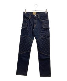 KOJIMA GENES（コジマジーンズ）の古着「13oz.ケブラーストレッチ ダブルニー デニムカーゴパンツ」｜インディゴ