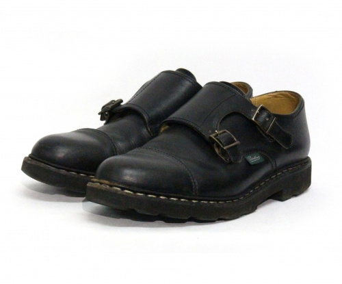 PARABOOT（パラブーツ）PARABOOT (パラブーツ) ダブルモンクストラップシューズ ブラック サイズ:7 1/2の古着・服飾アイテム