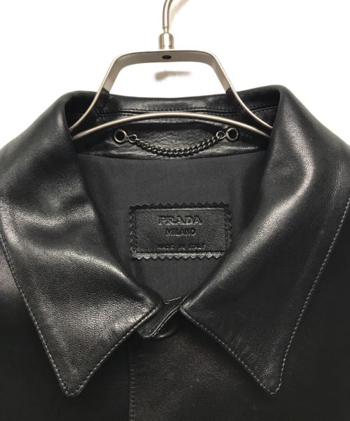 PRADA（プラダ）PRADA (プラダ) レザージャケット ブラック サイズ:46の古着・服飾アイテム