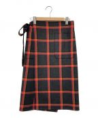 DRAWERドゥロワー）の古着「リバーシブルチェックスカート」｜ブラック