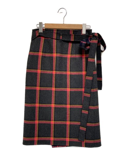 DRAWER（ドゥロワー）DRAWER (ドゥロワー) リバーシブルチェックスカート ブラック サイズ:SIZE 36の古着・服飾アイテム