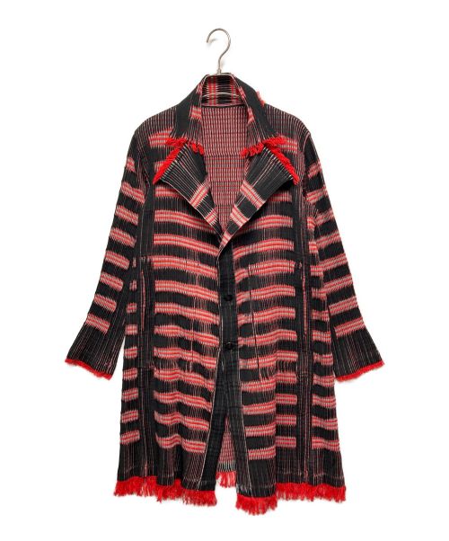 ISSEY MIYAKE（イッセイミヤケ）ISSEY MIYAKE (イッセイミヤケ) フリンジプリーツジャケット ブラック×レッド サイズ:2の古着・服飾アイテム