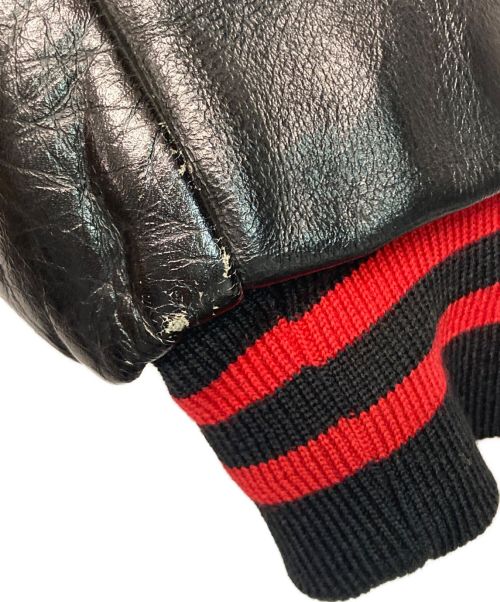 Holloway（ホロウェイ）Holloway (ホロウェイ) 袖レザースタジャン レッド×ブラック サイズ:SIZE 42の古着・服飾アイテム