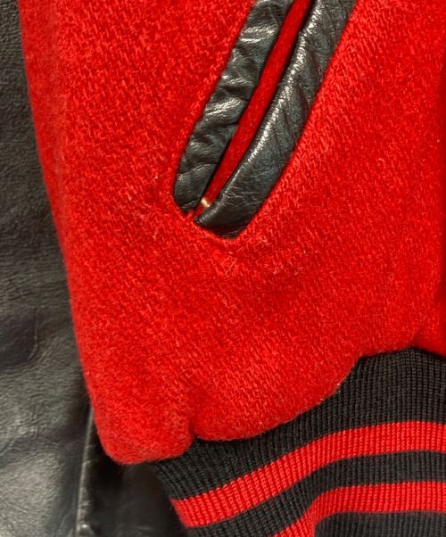 Holloway（ホロウェイ）Holloway (ホロウェイ) 袖レザースタジャン レッド×ブラック サイズ:SIZE 42の古着・服飾アイテム