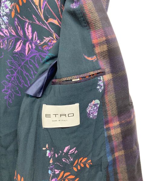 ETRO（エトロ）ETRO (エトロ) チェックテーラードジャケット ネイビー サイズ:SIZE 48の古着・服飾アイテム