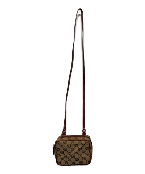 GUCCI（グッチ）GUCCI (グッチ) GGポシェットショルダーポーチ ベージュ×レッドの古着・服飾アイテム