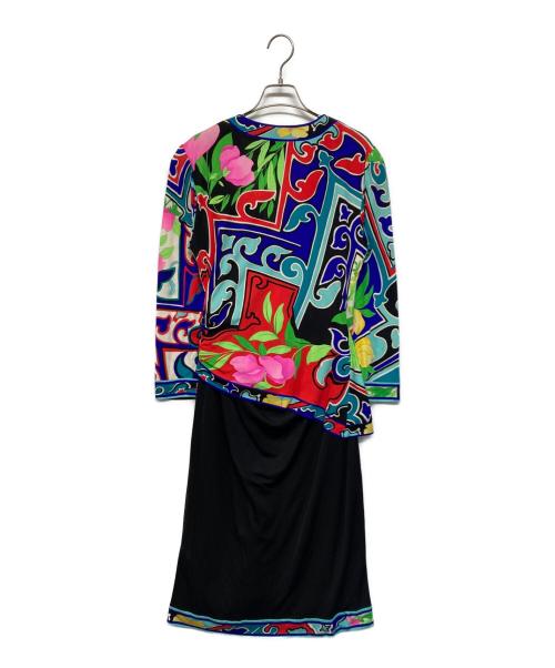 LEONARD FASHION（レオナールファッション）LEONARD FASHION (レオナールファッション) 総柄シルクカシュクールワンピース マルチカラー サイズ:SIZE 2の古着・服飾アイテム