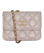 CHANELシャネル）の古着「キャビアスキンチェーンクラッチ」｜ピンク