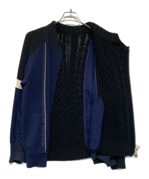 sacai（サカイ）sacai (サカイ) ドッキングライダースニット ネイビー サイズ:SIZE 2の古着・服飾アイテム