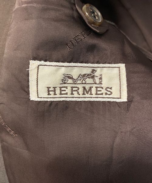 HERMES（エルメス）HERMES (エルメス) リネンモヘヤ混テーラードジャケット ブラウン サイズ:SIZE 46の古着・服飾アイテム