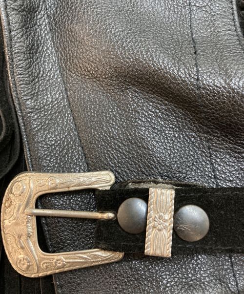 AMI LONDON（エーエムアイロンドン）AMI LONDON (エーエムアイロンドン) スウェード切替フリンジレザーライダースジャケット ブラック サイズ:SIZE Mの古着・服飾アイテム