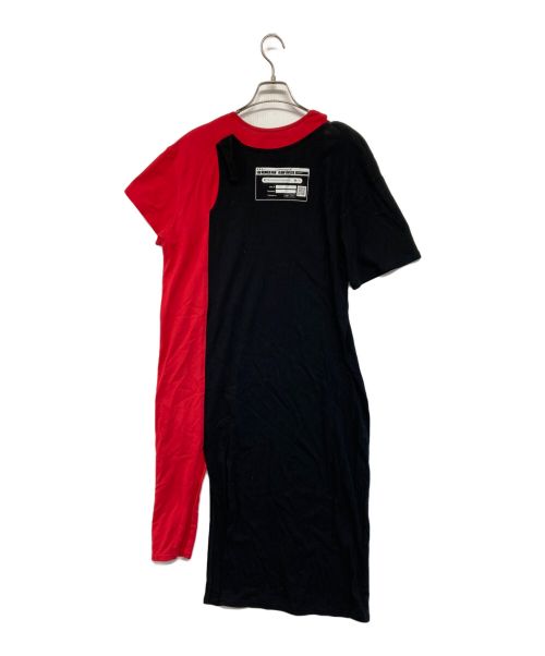 Maison MIHARA YASUHIRO（メゾン ミハラ ヤスヒロ）Maison MIHARA YASUHIRO (メゾン ミハラ ヤスヒロ) プリントドッキングワンピース ブラック×レッド サイズ:38の古着・服飾アイテム