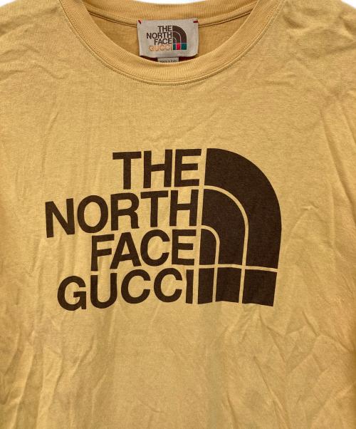 THE NORTH FACE（ザ ノース フェイス）THE NORTH FACE (ザ ノース フェイス) GUCCI (グッチ) ダブルネームロゴプリントTシャツ マスタード×ブラウン サイズ:SIZE XSの古着・服飾アイテム