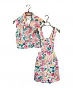 CHANELシャネル）の古着「花柄キルティングセットアップ」｜ホワイト×ピンク
