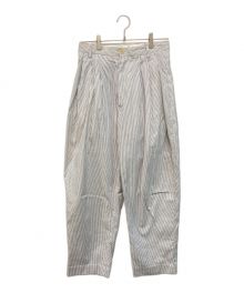 Hed Mayner（ヘド メイナー）の古着「ストライププリーツパンツ」｜ホワイト