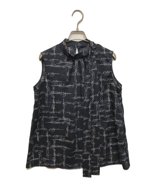 ANAYI（アナイ）ANAYI (アナイ) カリグラフィティープリントノースリーブブラウス ネイビー サイズ:38の古着・服飾アイテム