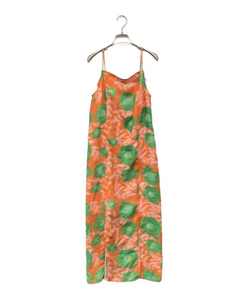 GANNI（ガニー）GANNI (ガニー) フラワースリットワンピース グリーン×オレンジ サイズ:SIZE 34 未使用品の古着・服飾アイテム