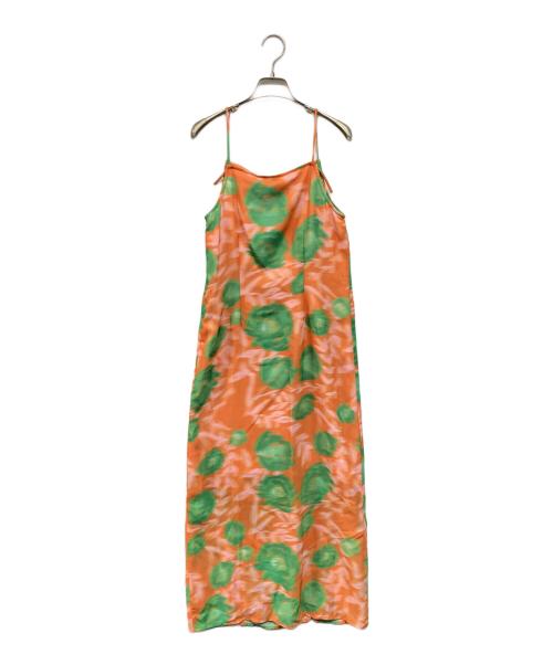 GANNI（ガニー）GANNI (ガニー) フラワースリットワンピース グリーン×オレンジ サイズ:SIZE 34 未使用品の古着・服飾アイテム