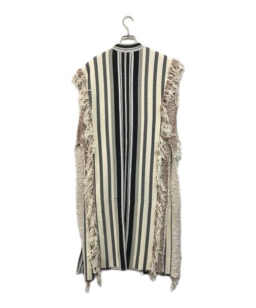 3.1 phillip lim（スリーワンフィリップリム）3.1 phillip lim (スリーワンフィリップリム) Berber Fringed Long Knit Vest ホワイト×ブラック サイズ:Sの古着・服飾アイテム
