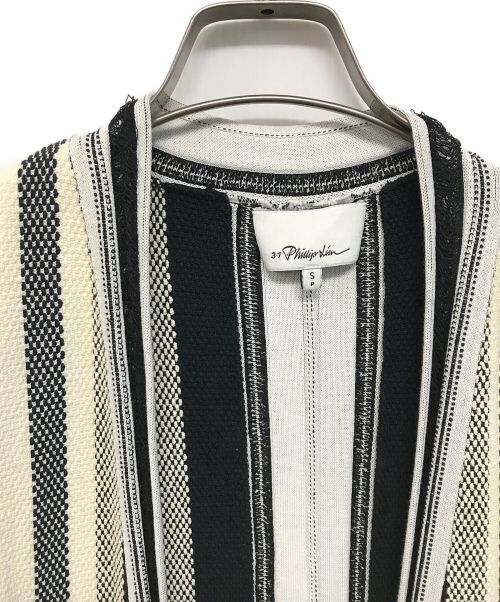 3.1 phillip lim（スリーワンフィリップリム）3.1 phillip lim (スリーワンフィリップリム) Berber Fringed Long Knit Vest ホワイト×ブラック サイズ:Sの古着・服飾アイテム