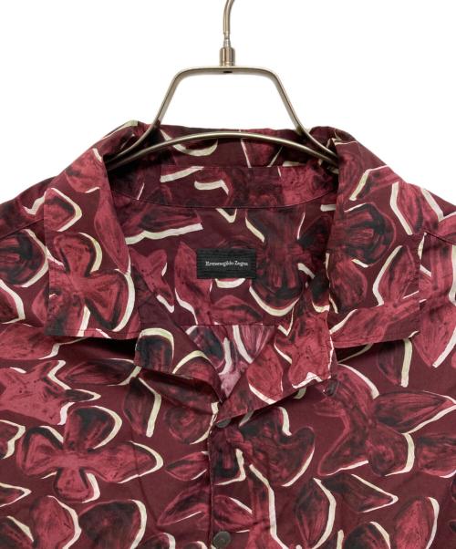 ERMENEGILDO ZEGNA（エルメネジルド・ゼニア）ERMENEGILDO ZEGNA (エルメネジルド・ゼニア) 総柄オープンカラーシャツ ボルドー サイズ:Lの古着・服飾アイテム