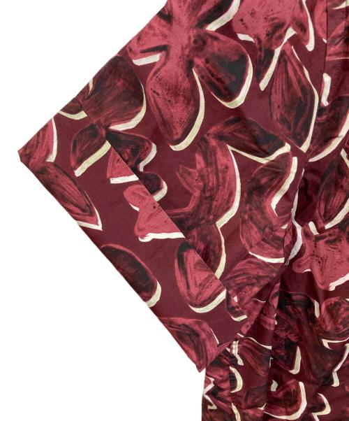 ERMENEGILDO ZEGNA（エルメネジルド・ゼニア）ERMENEGILDO ZEGNA (エルメネジルド・ゼニア) 総柄オープンカラーシャツ ボルドー サイズ:Lの古着・服飾アイテム