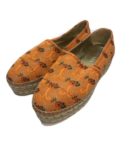 PRADA（プラダ）PRADA (プラダ) フローラルプリントエスパドリーユ オレンジ サイズ:37 1/2の古着・服飾アイテム