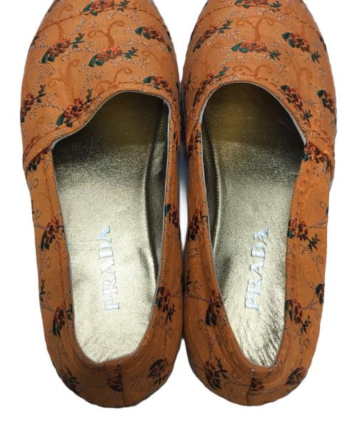 PRADA（プラダ）PRADA (プラダ) フローラルプリントエスパドリーユ オレンジ サイズ:37 1/2の古着・服飾アイテム