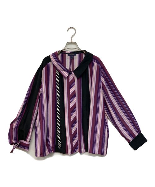 LOUIS VUITTON（ルイ ヴィトン）LOUIS VUITTON (ルイ ヴィトン) ストライプボウタイブラウス パープル サイズ:38の古着・服飾アイテム