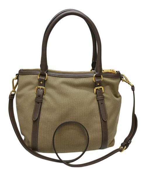 PRADA（プラダ）PRADA (プラダ) LOGO JACQUARDバッグ ブラウンの古着・服飾アイテム