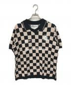 DAIRIKUダイリク）の古着「Lame Soccer Uniform Knit Pullover」｜ベージュ×ブラック