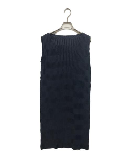 ISSEY MIYAKE（イッセイミヤケ）ISSEY MIYAKE (イッセイミヤケ) プリーツノースリーブワンピース ネイビー サイズ:2の古着・服飾アイテム