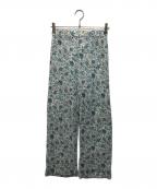 SOULEIADOソレイアード）の古着「コットンオーガンジープリント イージーストレートパンツ」｜グリーン