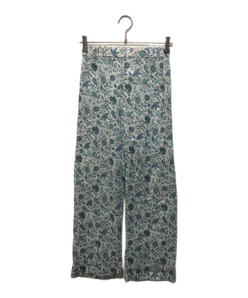 SOULEIADO（ソレイアード）SOULEIADO (ソレイアード) コットンオーガンジープリント イージーストレートパンツ グリーン サイズ:34の古着・服飾アイテム