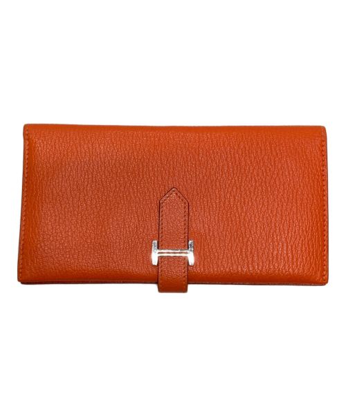 HERMES（エルメス）HERMES (エルメス) ベアン長財布 オレンジの古着・服飾アイテム
