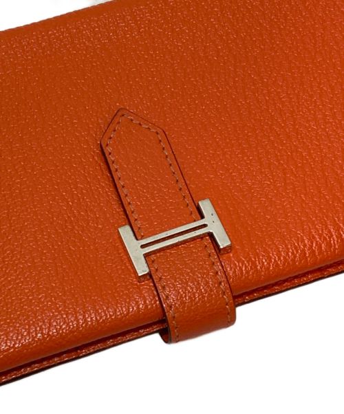 HERMES（エルメス）HERMES (エルメス) ベアン長財布 オレンジの古着・服飾アイテム