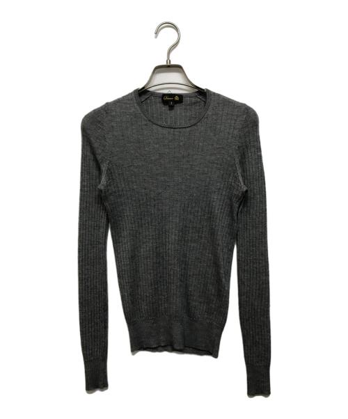 DRAWER（ドゥロワー）Drawer (ドゥロワー) 18Gカシミヤシルクリブクルーネックニット グレー サイズ:1の古着・服飾アイテム