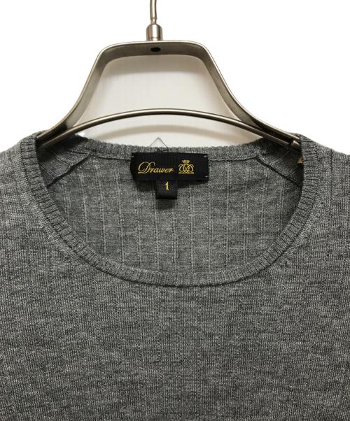 DRAWER（ドゥロワー）Drawer (ドゥロワー) 18Gカシミヤシルクリブクルーネックニット グレー サイズ:1の古着・服飾アイテム