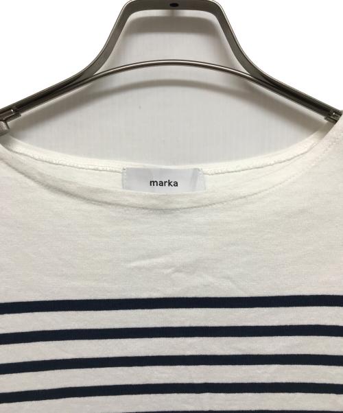 MARKA（マーカ）MARKA (マーカ) BASQUE SHIRT ORGANIC COTTON PANEL BORDER ホワイト×ネイビー サイズ:2の古着・服飾アイテム