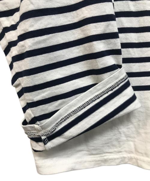 MARKA（マーカ）MARKA (マーカ) BASQUE SHIRT ORGANIC COTTON PANEL BORDER ホワイト×ネイビー サイズ:2の古着・服飾アイテム