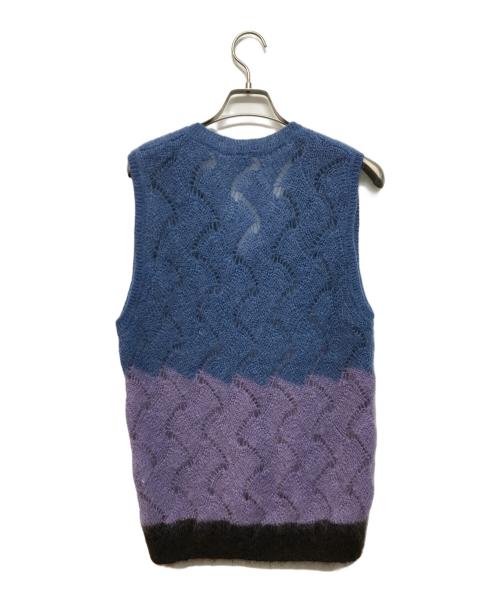 BACCA（バッカ）BACCA (バッカ) モヘヤ カラーブロックニットベスト ブルー×パープル サイズ:Sの古着・服飾アイテム