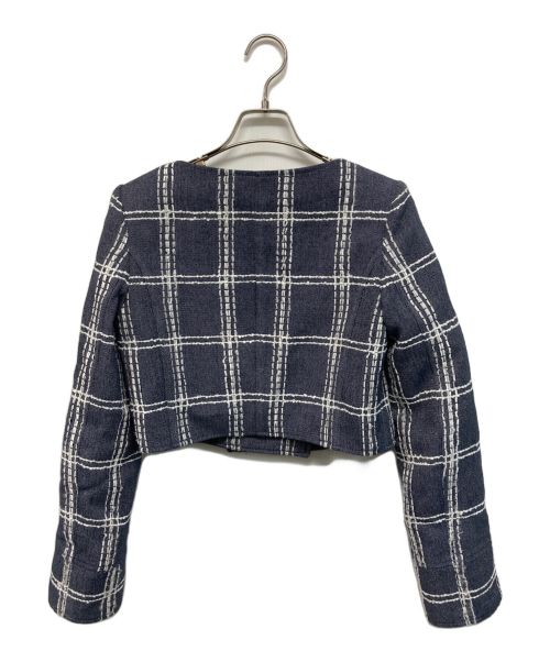 ADEAM（アディアム）ADEAM (アディアム) スクエアネック ジャケット ブルーの古着・服飾アイテム