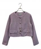 JILL BY JILLSTUARTジル バイ ジルスチュアート）の古着「モールツイードブローチ付きジャケット」｜パープル
