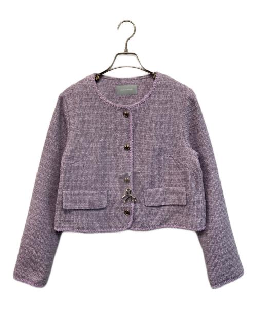 JILL BY JILLSTUART（ジル バイ ジルスチュアート）JILL BY JILLSTUART (ジル バイ ジルスチュアート) モールツイードブローチ付きジャケット パープル サイズ:SIZE Sの古着・服飾アイテム