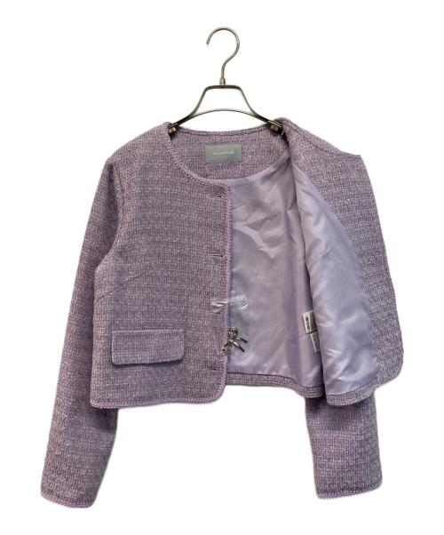 JILL BY JILLSTUART（ジル バイ ジルスチュアート）JILL BY JILLSTUART (ジル バイ ジルスチュアート) モールツイードブローチ付きジャケット パープル サイズ:SIZE Sの古着・服飾アイテム
