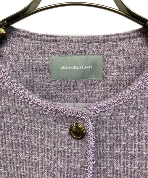 JILL BY JILLSTUART（ジル バイ ジルスチュアート）JILL BY JILLSTUART (ジル バイ ジルスチュアート) モールツイードブローチ付きジャケット パープル サイズ:SIZE Sの古着・服飾アイテム