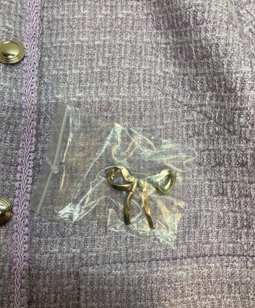 JILL BY JILLSTUART（ジル バイ ジルスチュアート）JILL BY JILLSTUART (ジル バイ ジルスチュアート) モールツイードブローチ付きジャケット パープル サイズ:SIZE Sの古着・服飾アイテム