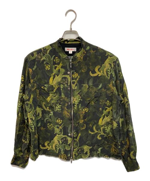 masu（エムエーエスユー）masu (エムエーエスユー) GRANNY ZIP-UP SHIRTS ブラック×グリーン サイズ:46の古着・服飾アイテム
